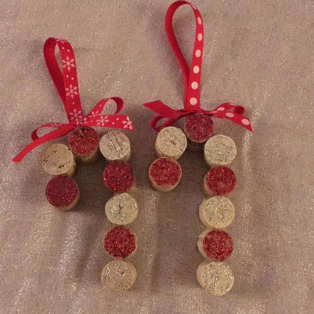 Candy Cane Wine Cork Ornaments (set of 2)